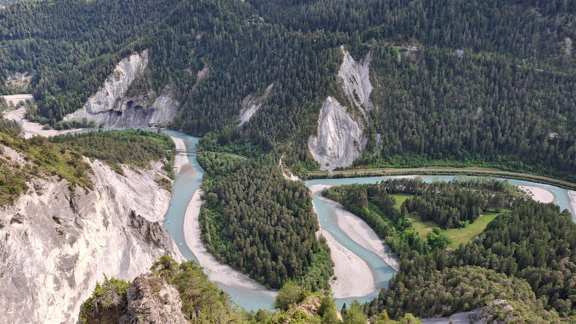Kajak, Fluss Vorderrhein, Abschnitt Ilanz - Reichenau Kurve nach Versam 