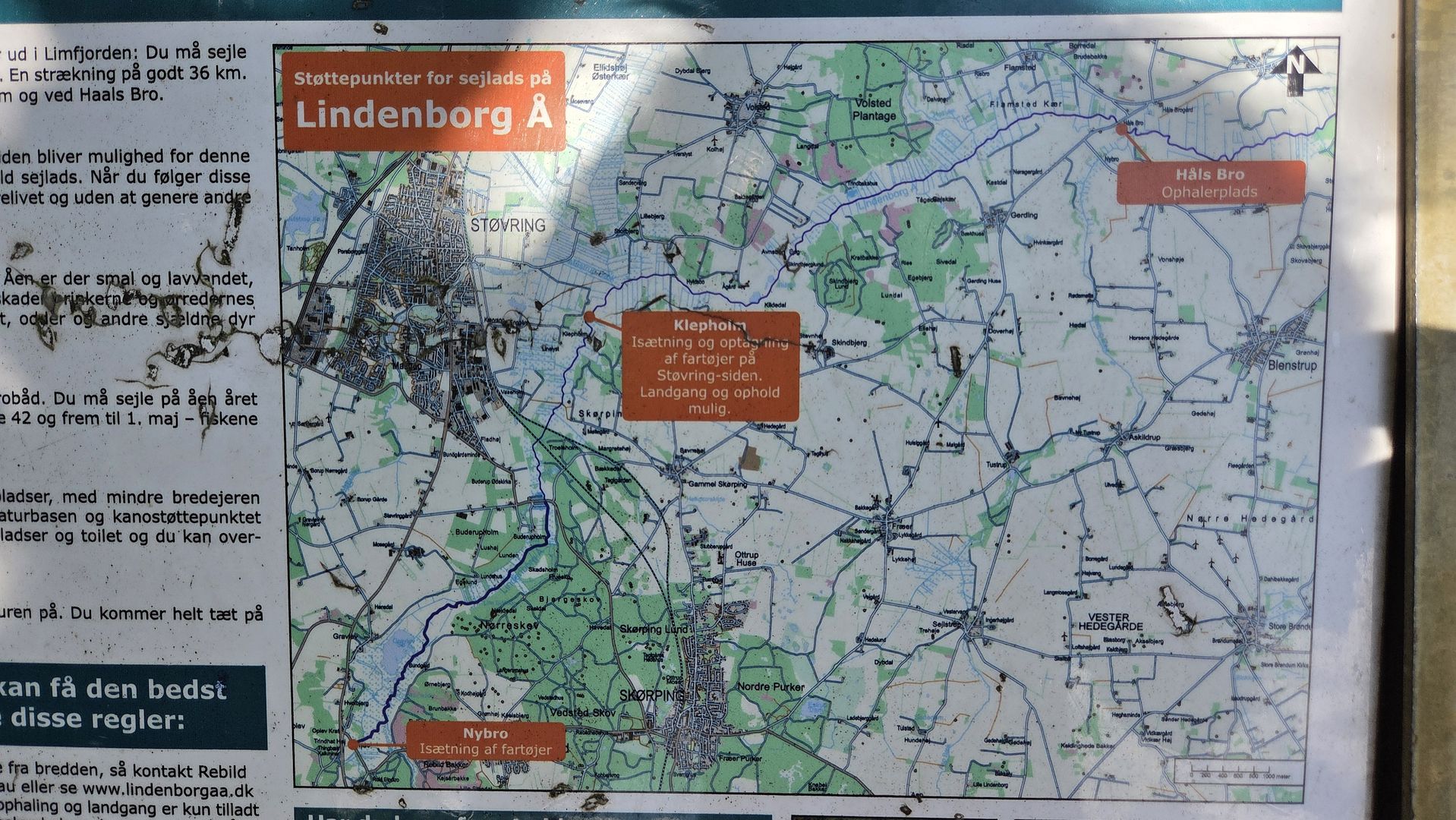 Kajak, Fluss Lindenborg Å, Abschnitt Rebild - Støvring die Strecke 