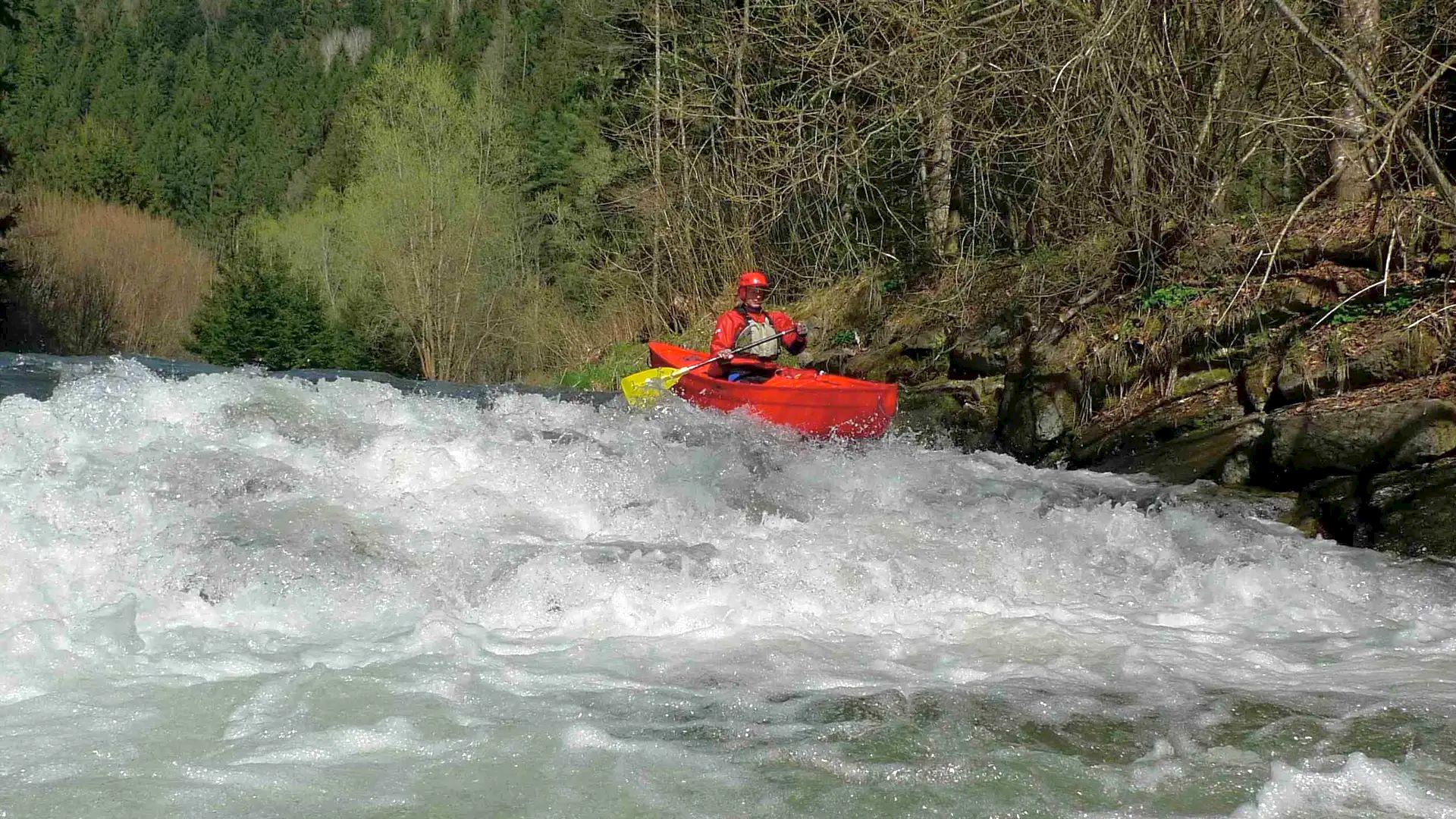 Kajak, Fluss Feistritz, Abschnitt Rettenegg - Strallegg (Obere) Waldstufe 