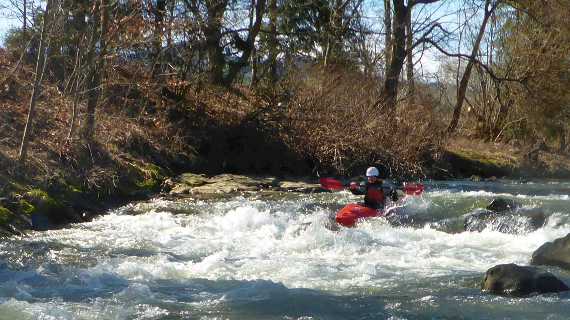 Kajak, Fluss Kainach, Abschnitt Gaisfeld - Lieboch (Mittellauf) hohe Stufe nach Krottendorf 