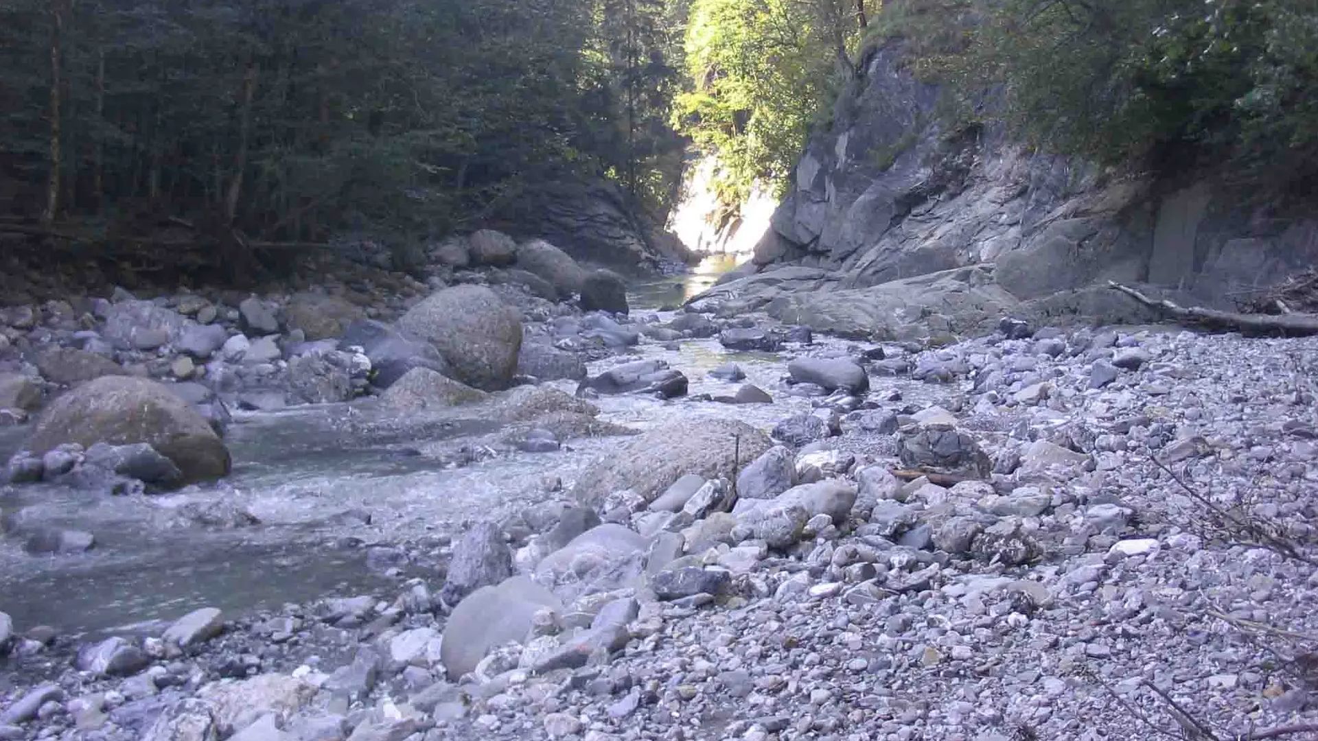 © Christian P. 1.7.08 Kajak, Fluss Subersach, Abschnitt Sibratsgfäll - Lingenau (Wasserhölzer) Eingang zur Kernschlucht